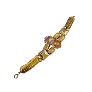 Vintage Zoe Coste Hard To Find 80s Rhinestone Heart Bracelet (A9096)